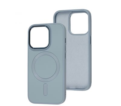 Чохол для iPhone 14 Pro Bonbon Leather Metal MagSafe mist blue