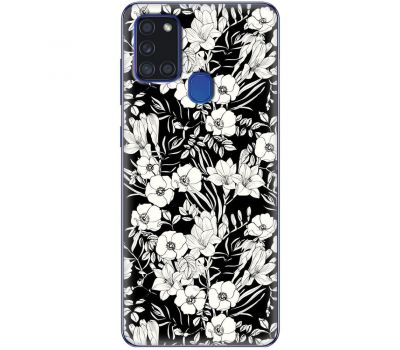 Чохол для iPhone 15 MixCase квіти чорно-білі