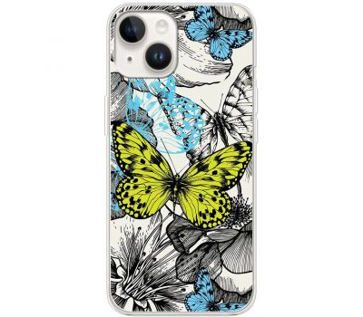 Чохол для iPhone 14 MixCase метелики жовтий
