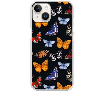 Чохол для iPhone 14 MixCase метелики фарбами mix