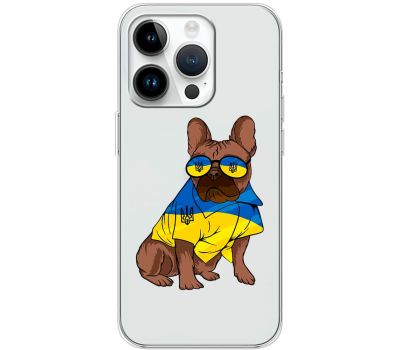 Чохол для iPhone 15 Pro MixCase патріотичні мопс в жовто-синіх кол