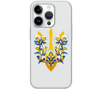 Чохол для iPhone 15 Pro MixCase патріотичні тризуб в квітах