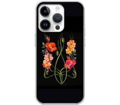 Чохол для iPhone 15 Pro MixCase патротичні Тризуб з квітів