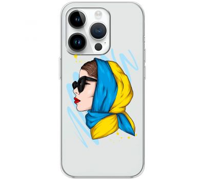 Чохол для iPhone 15 Pro MixCase патріотичні дівчина в жовто-синій