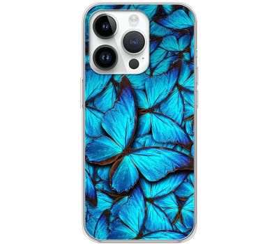 Чохол для iPhone 15 Pro MixCase метелики сині