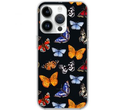 Чохол для iPhone 15 Pro MixCase метелики фарбами mix