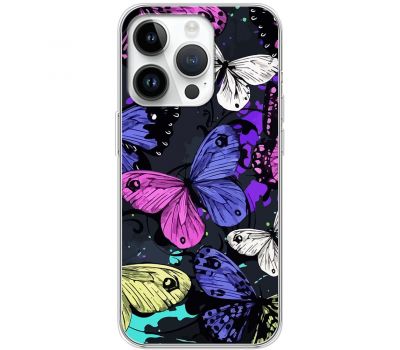 Чохол для iPhone 15 Pro MixCase метелики кольоровий мікс