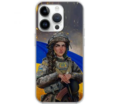 Чохол для iPhone 15 Pro MixCase патріотичні дівчина воїн