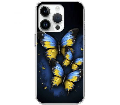 Чохол для iPhone 15 Pro MixCase патріотичні метелики