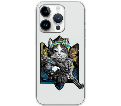 Чохол для iPhone 15 Pro MixCase патріотичні кіт захисник