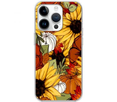 Чохол для iPhone 15 Pro MixCase осінь гарбузи і соняшники