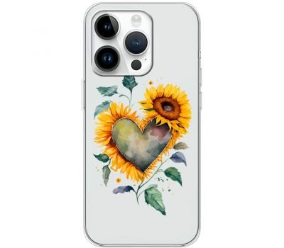 Чохол для iPhone 15 Pro MixCase осінь соняшник з серцем