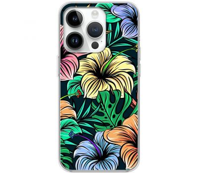 Чохол для iPhone 15 Pro MixCase квіти тропіки