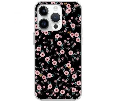 Чохол для iPhone 15 Pro MixCase квіти на чорному