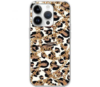 Чохол для iPhone 15 Pro MixCase Леопард ланцюжок