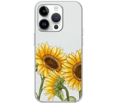 Чохол для iPhone 15 Pro Mixcase квіти три соняшники