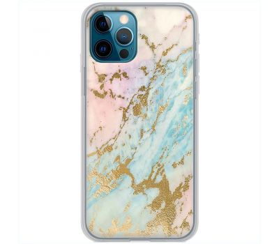 Чохол для iPhone 12 Pro MixCase мармур рожево-бірюзовий