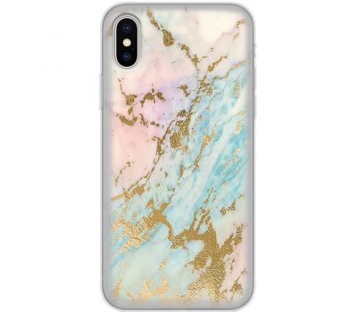 Чохол для iPhone Xs Max MixCase мармур рожево-бірюзовий