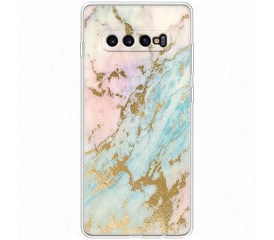 Чохол для Samsung Galaxy S10+ (G975) MixCase мармур рожево-бірюзовий