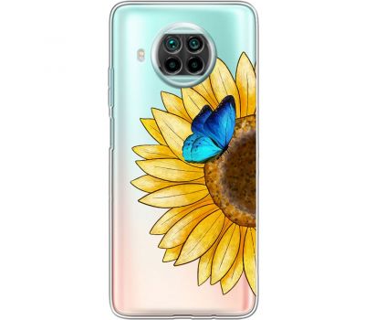 Чохол для Xiaomi Mi 10T Lite Mixcase квіти соняшник з блакитним метеликом
