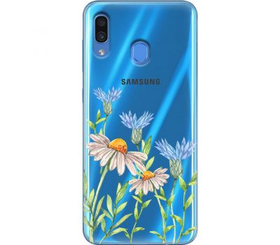 Чохол для Samsung Galaxy A20 / A30 Mixcase квіти волошки та ромашки