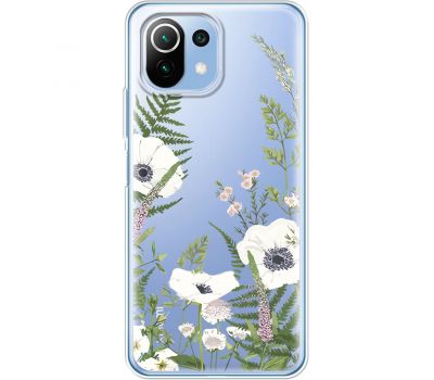 Чохол для Xiaomi Mi 11 Lite Mixcase квіти білі квіти лісові трави
