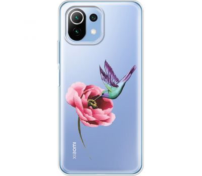 Чохол для Xiaomi Mi 11 Lite Mixcase квіти колібрі в півоні