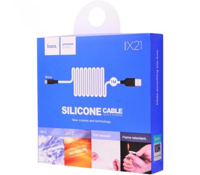 Кабель USB Hoco X21 Silicone microUSB 1m білий 3477227