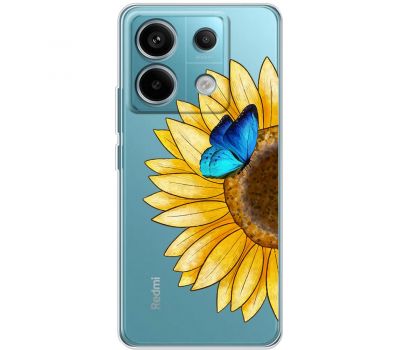 Чохол для Xiaomi Redmi Note 13 Pro 4G Mixcase квіти соняшник з блакитним метеликом