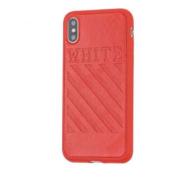 Чохол для iPhone X / Xs off-white leather червоний