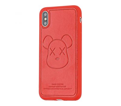 Чохол для iPhone X / Xs Kaws leather червоний