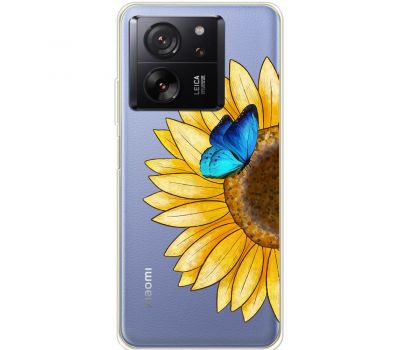 Чохол для Xiaomi 13T / 13T Pro Mixcase квіти соняшник з блакитним метеликом