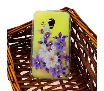 Силіконовий чохол зі стразами Meizu MX3 жовтий з квітами