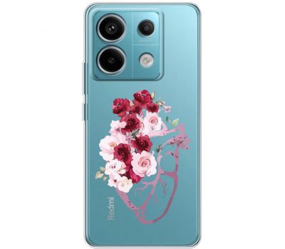 Чохол для Xiaomi Redmi Note 13 4G Mixcase квіти серце поросло квітами