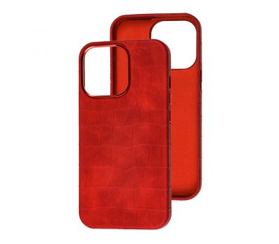 Чохол для iPhone 13 Pro Leather croco full red