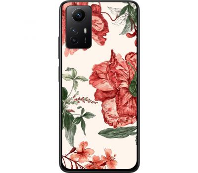 Чохол для Xiaomi Redmi Note 12S MixCase квіти червоні на білому