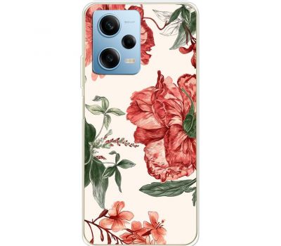 Чохол для Xiaomi Redmi Note 12 Pro 5G MixCase квіти червоні на білому