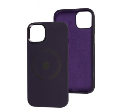 Чохол для iPhone 14 Metal Camera MagSafe Silicone deep purple