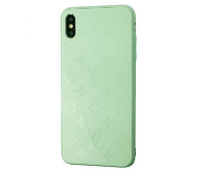 Чохол для iPhone Xs Max glass LV бірюзовий