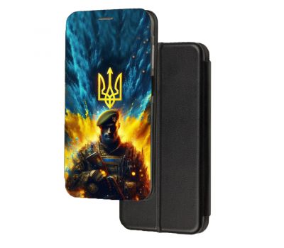 Чохол-книжка патріотична  Xiaomi Redmi 10C Українські віїн на тлі Герба