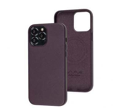 Чохол для iPhone 13 Pro Max WAVE Premium leather MagSafe dark cherry