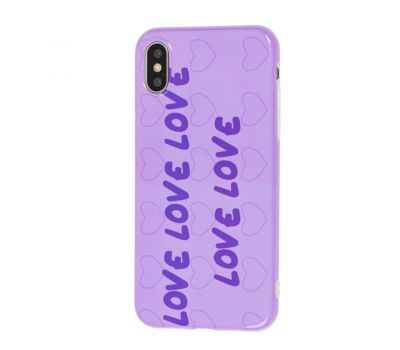 Чохол Violet для iPhone X / Xs glossy "Love" світло фіолетовий