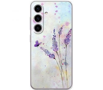 Чохол для Samsung Galaxy S24 Mixcase квіти акварельна лаванда з метеликом