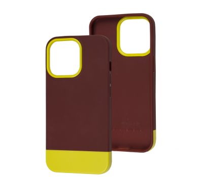 Чохол для iPhone 13 Pro Bichromatic brown burgundy / yellow