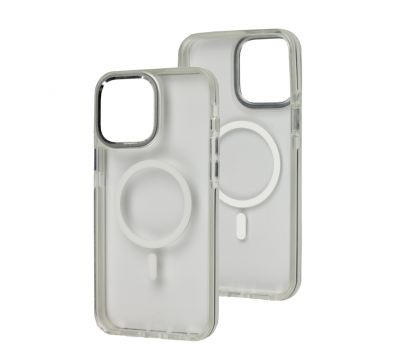 Чохол для iPhone 13 Pro Max Colorful Metal Frame MagSafe silver