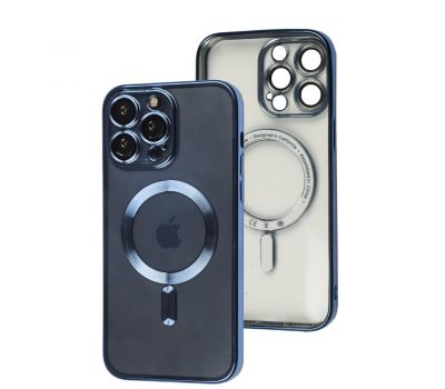 Чохол для iPhone 14 Pro Max Fibra Chrome MagSafe blue