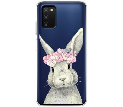 Чохол для Samsung Galaxy A03s (A037) MixCase тварини кролик з квітами