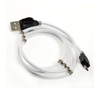 Кабель USB Moxom MX-CB46 microUSB Magnetic clips 2.4A 1m white 3515389