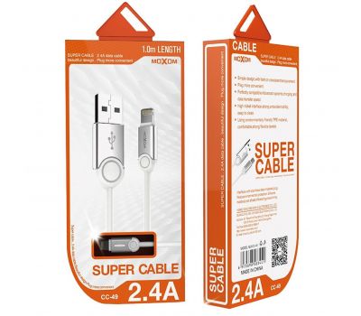 Кабель USB Moxom CC-49 lightning 2.4A white