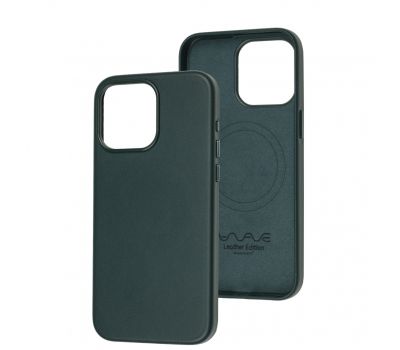 Чохол для iPhone 15 Pro Max WAVE Premium leather MagSafe forest green